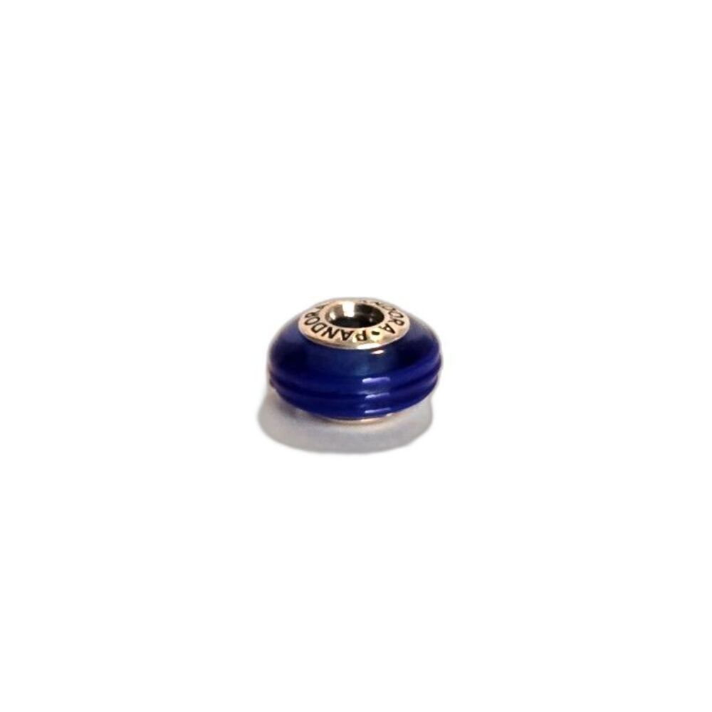 PANDORA Blue Ribbon Murano Glass Charm Sterling Silver Core Retired 790612